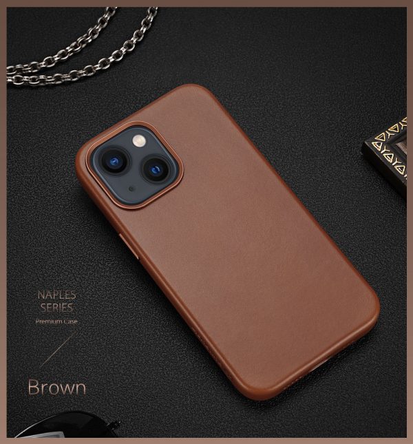18-Brown Leather iPhone Case with MagSafe for iPhone 13-14 series