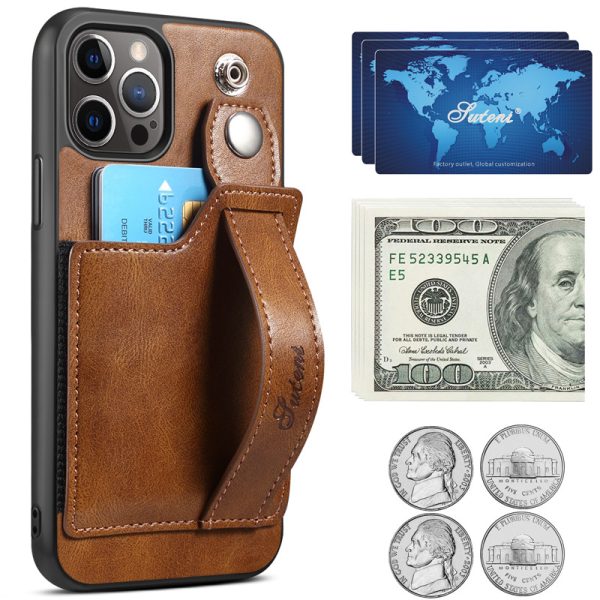 2 Card Holster Wrist Strap Case for iphone 6-14 series