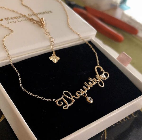 Handcrafts personalized 14K Gold Filled initial collarbone necklace