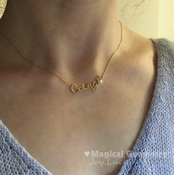 Handcrafts personalized 14K Gold Filled initial collarbone necklace